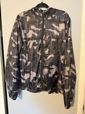 Revolution Gray & Black Camo Hooded Windbreaker